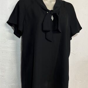 Pleione Women’s Tie-Front Blouse Black 1X